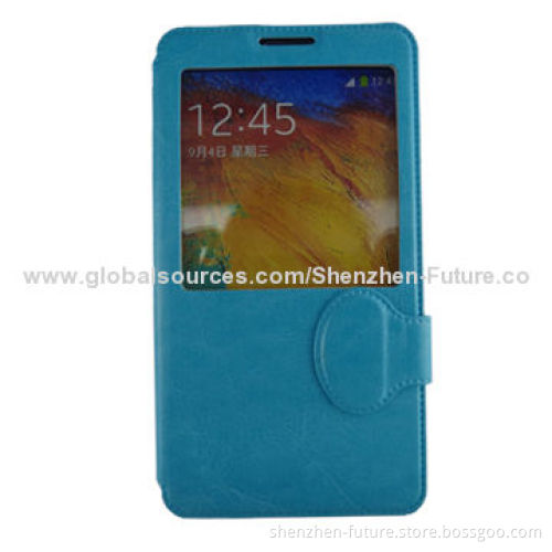 Leather Case for Samsung Note 3, Big Window to Operate your Phone when Closed